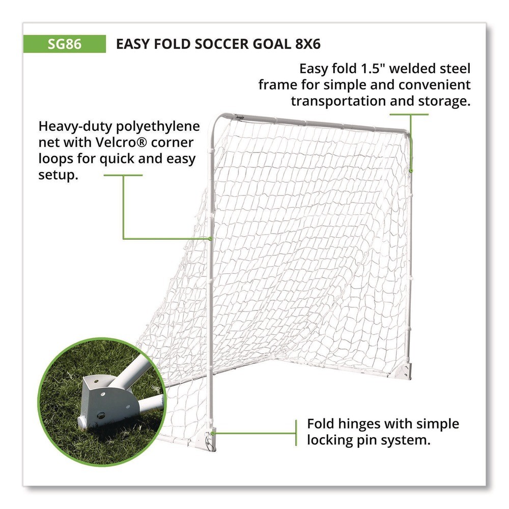 Champion Sports SG86 8 ft. x 6 ft. 1.25″ dia Frame Easy Fold Soccer Goal New