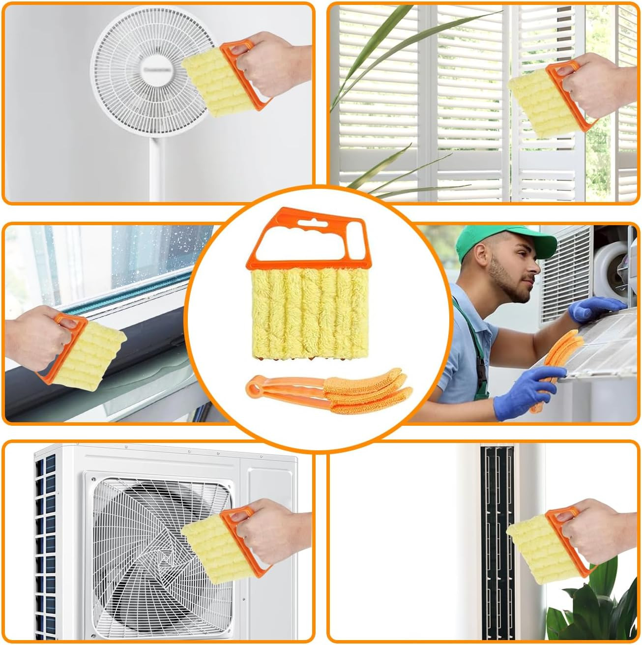 6 Pcs Window Venetian Blind Cleaner Duster Tool, Microfiber 6 Finger Duster Brus