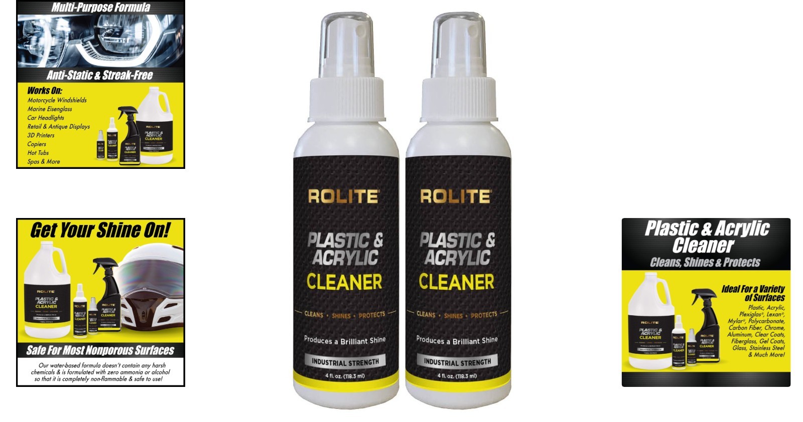 Plastic & Acrylic Cleaner Spray 4oz – Streak-Free High Shine Protection, 2 Pack