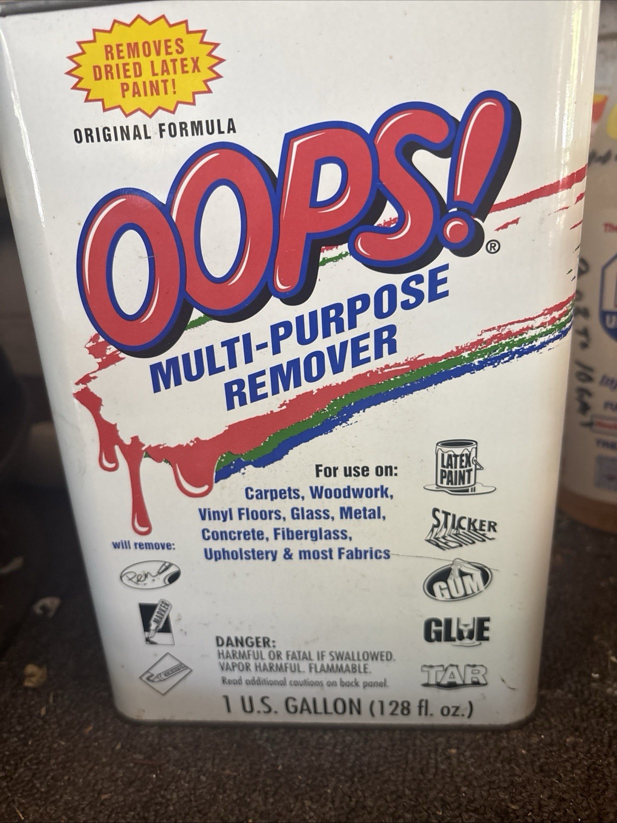 Oops! Remover-ONE GALLON Tin Can DISCONTINUED! Sealed, Original Formula 95% FULL
