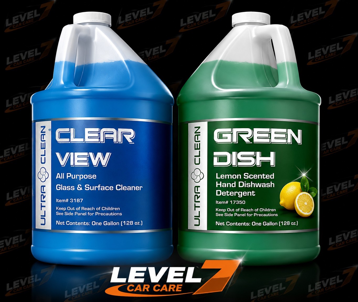 Ultra Clean Glass Cleaner & Green Dish Detergent 2 Pack, 1 Gal Each