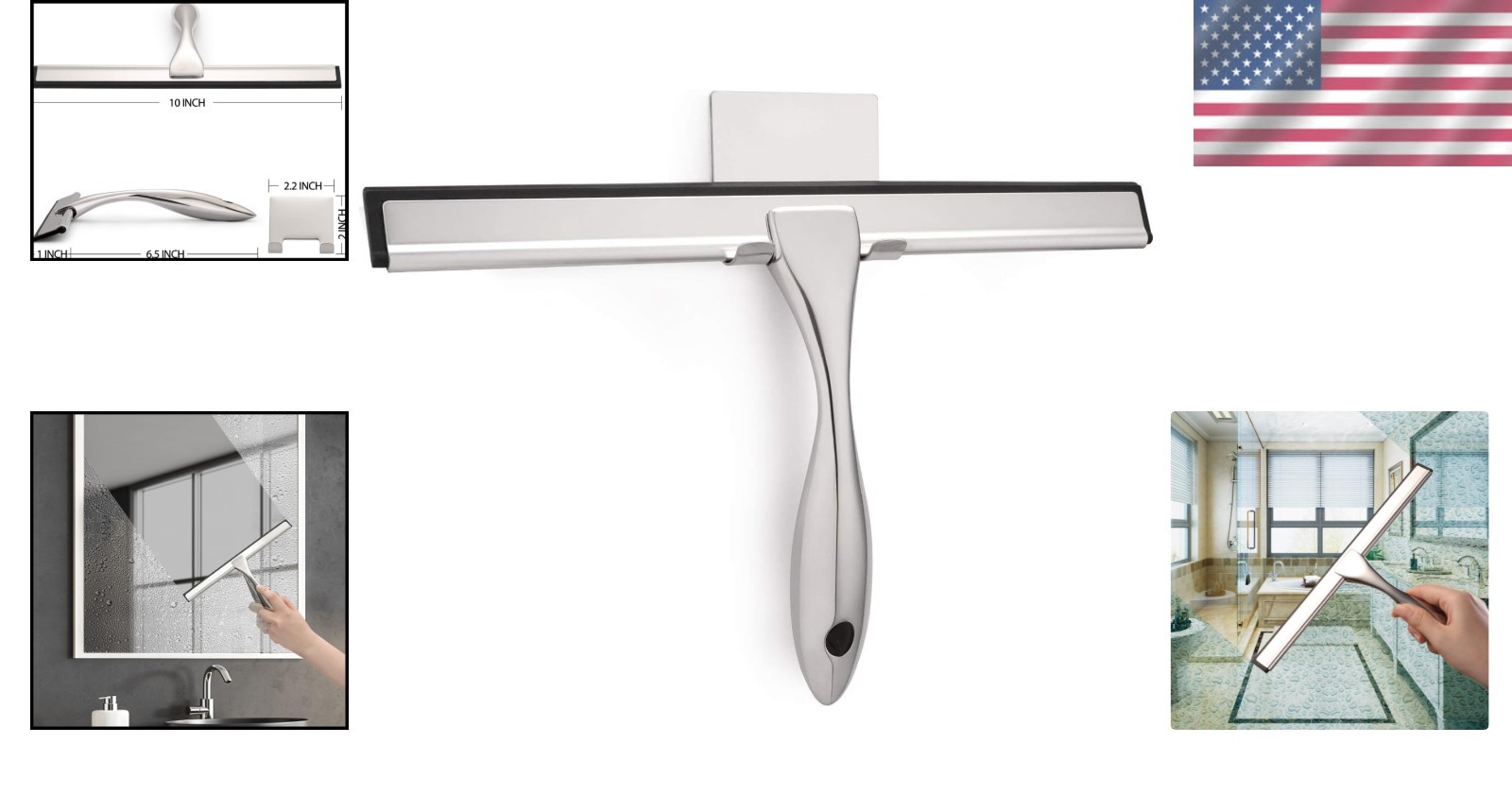 Durable Shower Squeegee – 10-Inch Design for Sparkling Indoor & Outdoor Surfaces