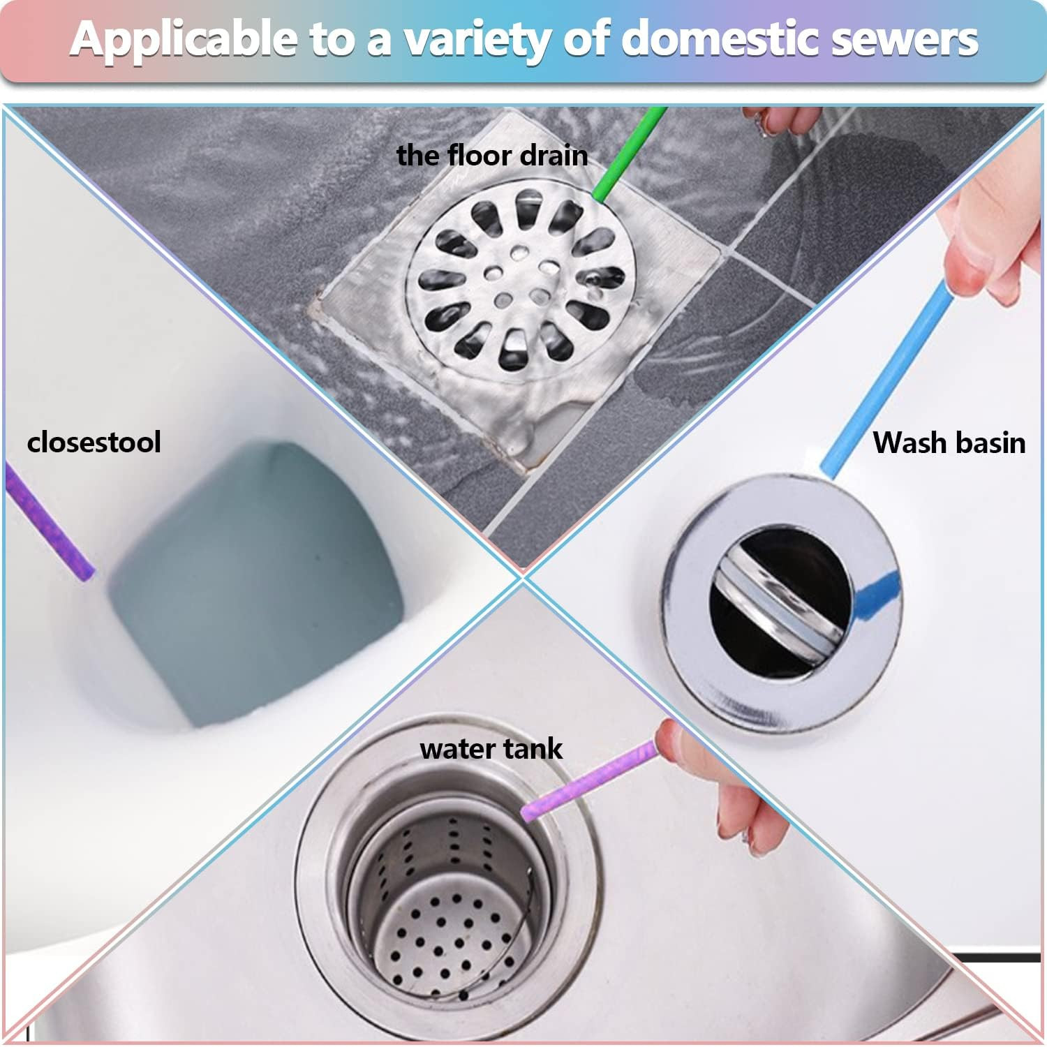 New Sani Sticks Drain Cleaner And Deodorizer 72 pack (Color Set 6) Best Deal USA