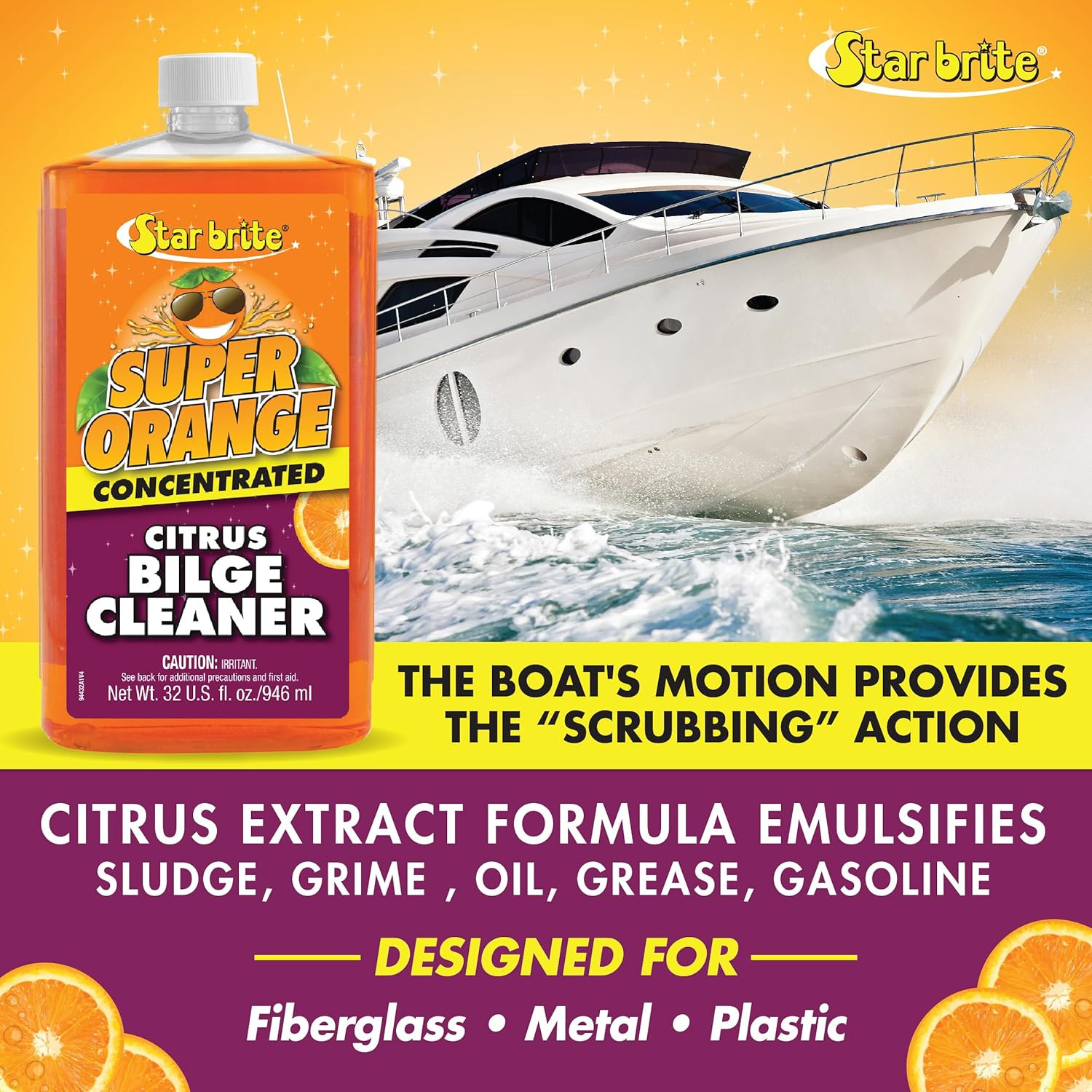 STAR BRITE Super Orange Citrus Bilge Cleaner – Biodegradable, Easy to Use – Pour