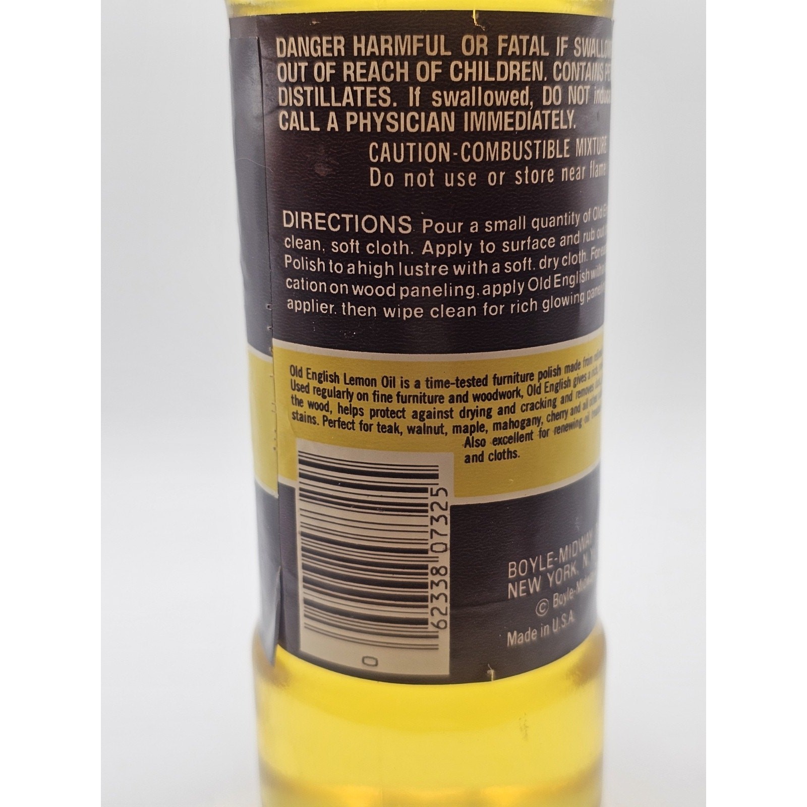 Old English Lemon Oil Furniture Polish FULL 16 Oz GLASS Bottle Vtg NOS PROP