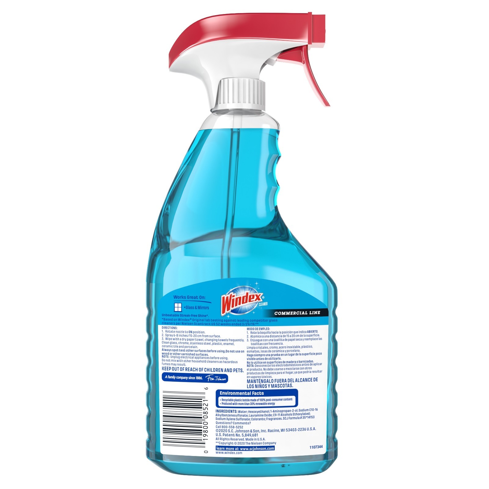 Great Value Original Glass Cleaner Ammonia Formula 32 oz Fresh Scent Spray