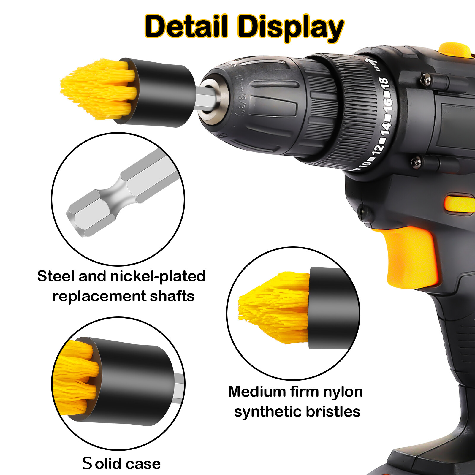 4Pcs Drill Brush Attachment Set Power Scrubber For Tile Grout Car Cleaning Kit