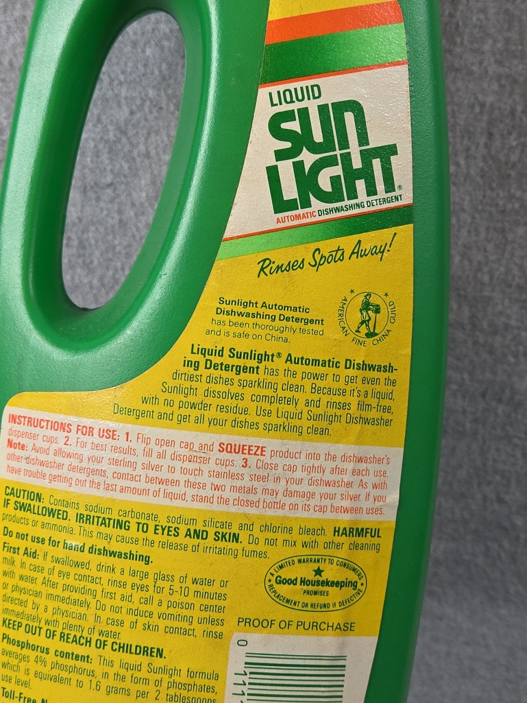 Sunlight Liquid Automatic Dishwashing Detergent 1987 Vintage 40oz Old Stock NEW