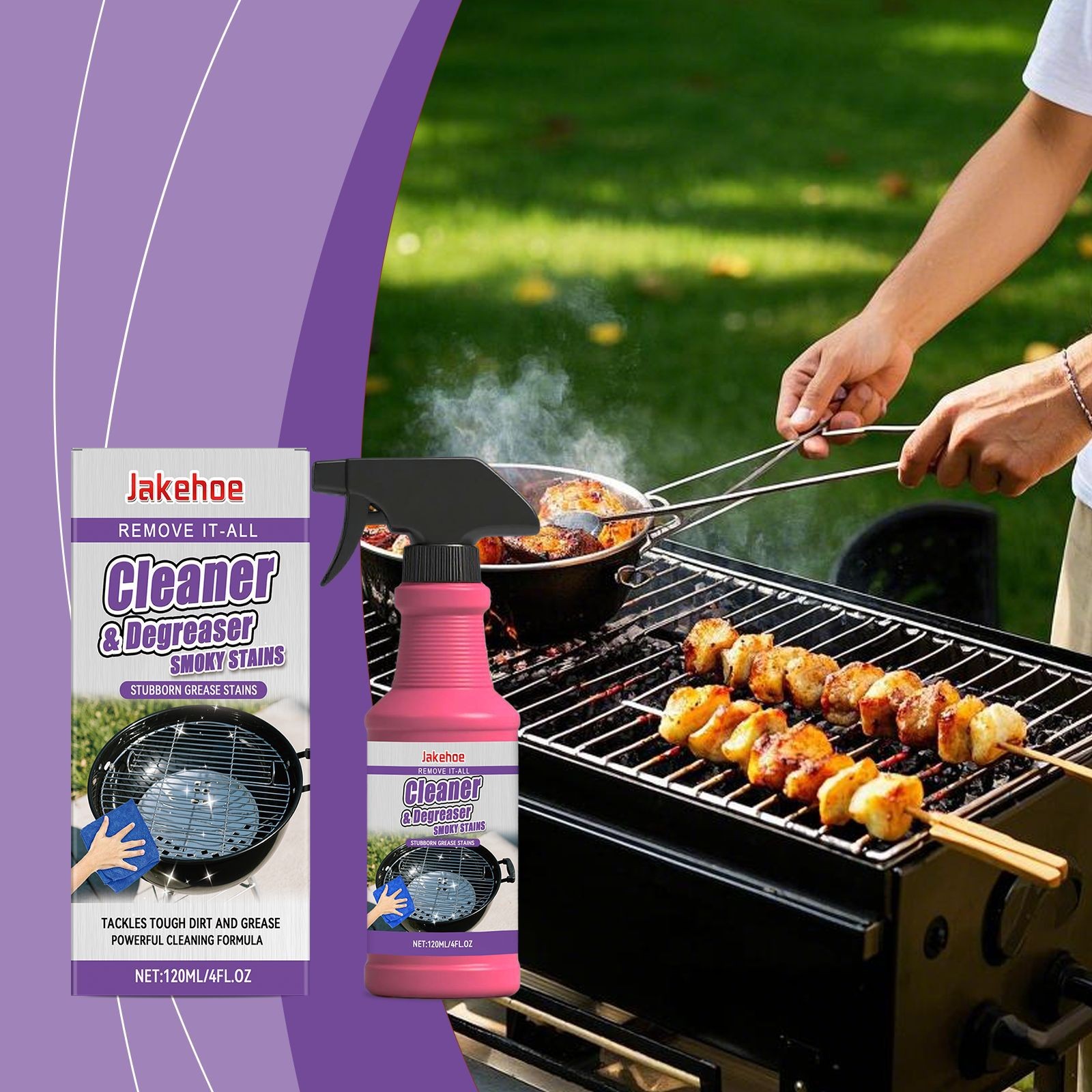 Heavy Duty Grill Degreaser Spray, Fast-Acting BBQ Cleaner for Outdoor Grills