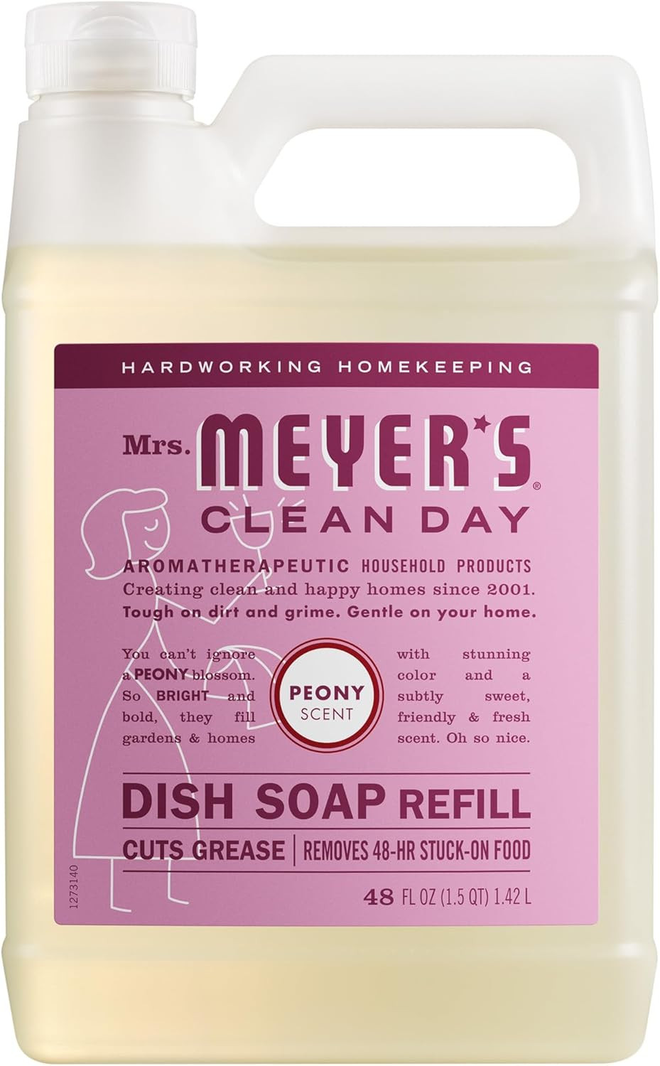 MRS. MEYER’S CLEAN DAY Liquid Dish Soap Refill, Peony, 48 fl. oz