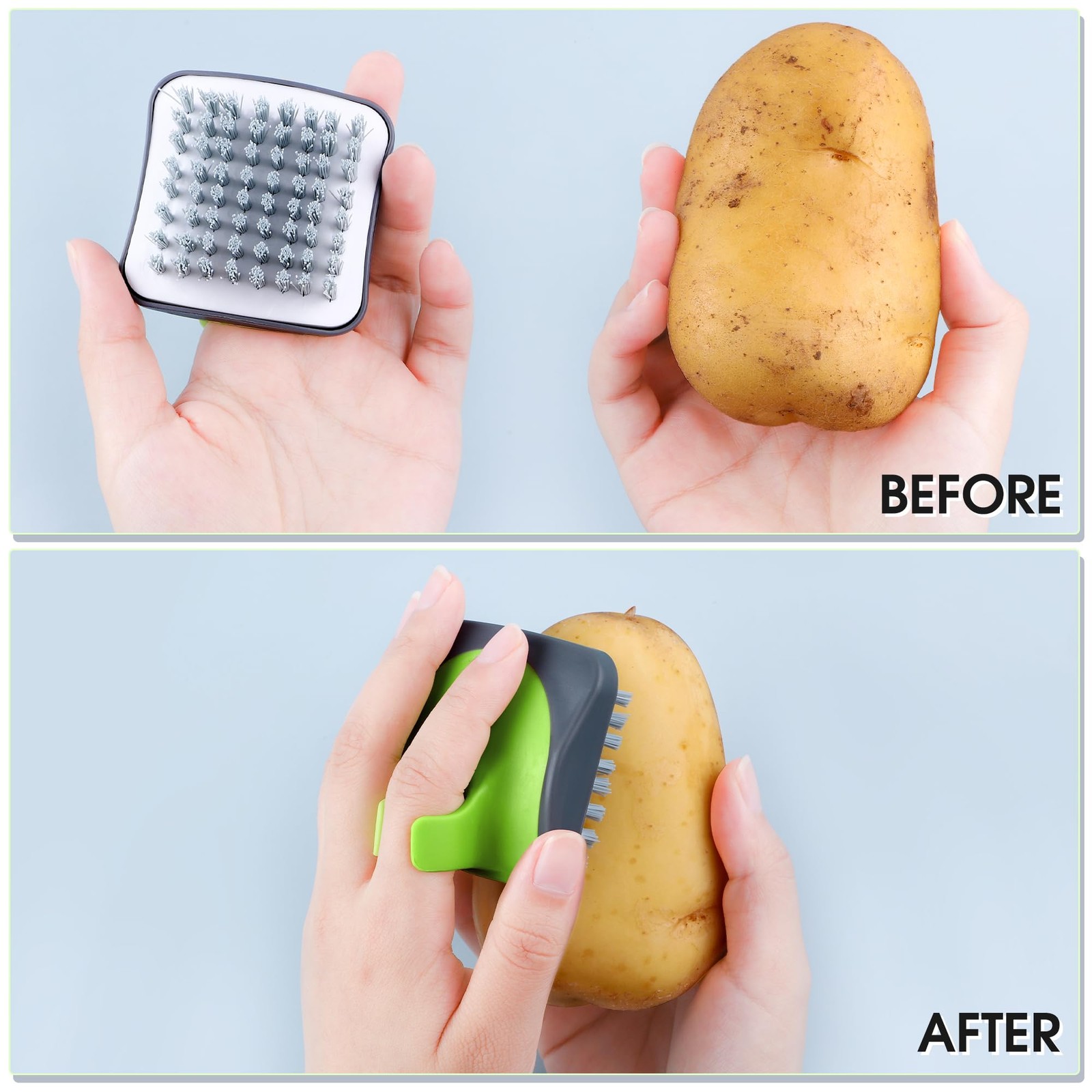 Vegetable Brush Potato Scrubber Brush Silicone Hard and Soft Side Fruit Clean…