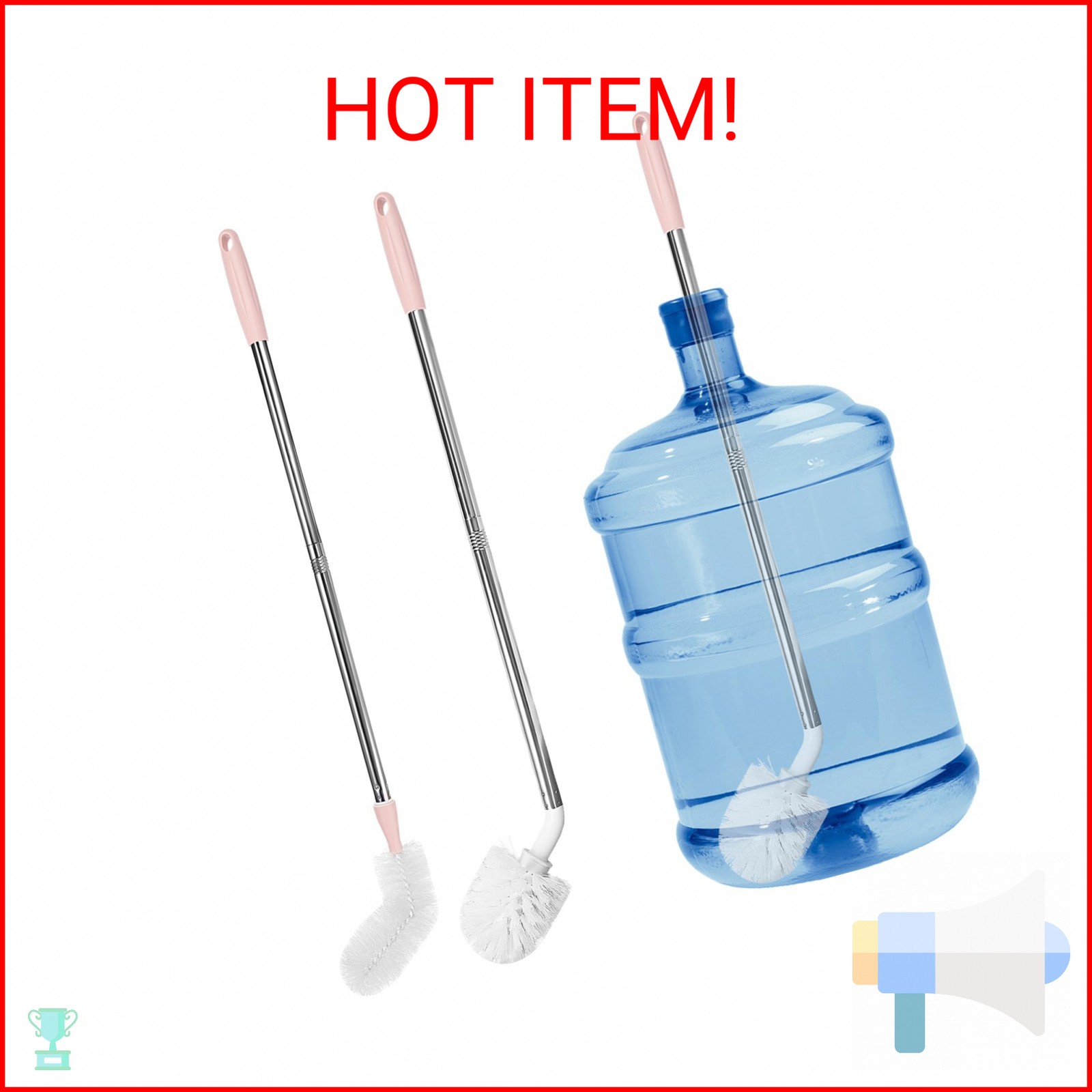 5 Gallon Water jug Cleaning Brush，2 Pack Bucket Brush, Kettle Brush, Cleaning Ex