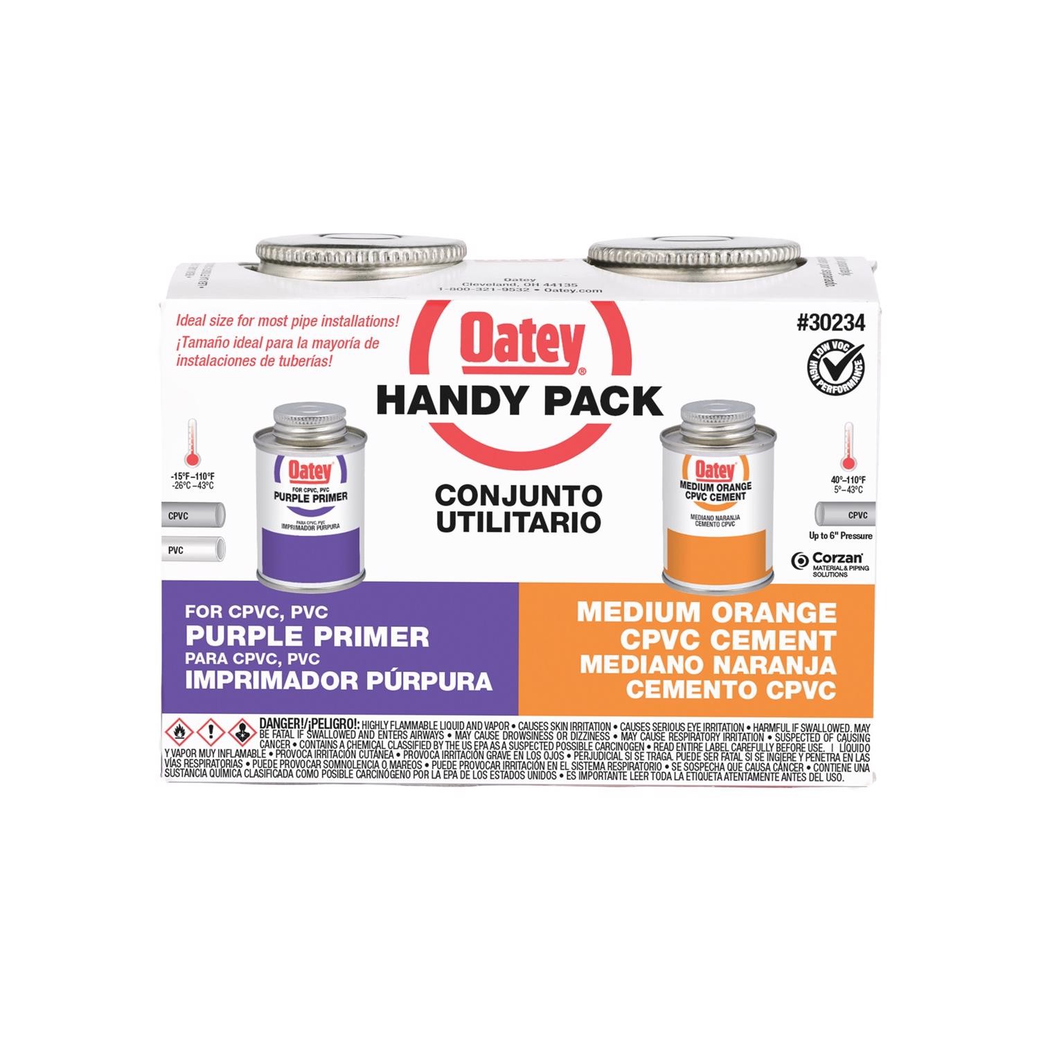 Oatey Handy Pack Orange Primer and Cement For CPVC/PVC 4 oz (12-pack)