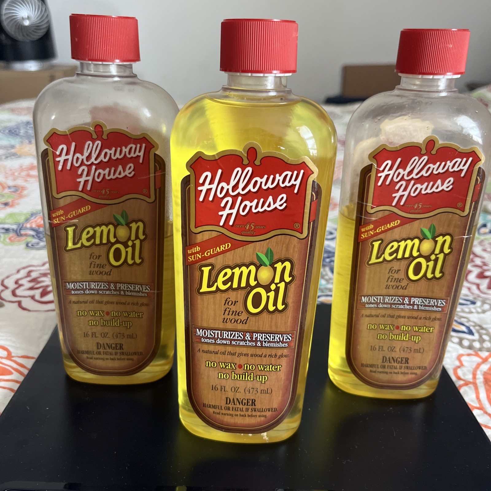 3 Holloway House LEMON OIL Fine Wood Cleaner Moisturize Preserve W/ Sun Guard