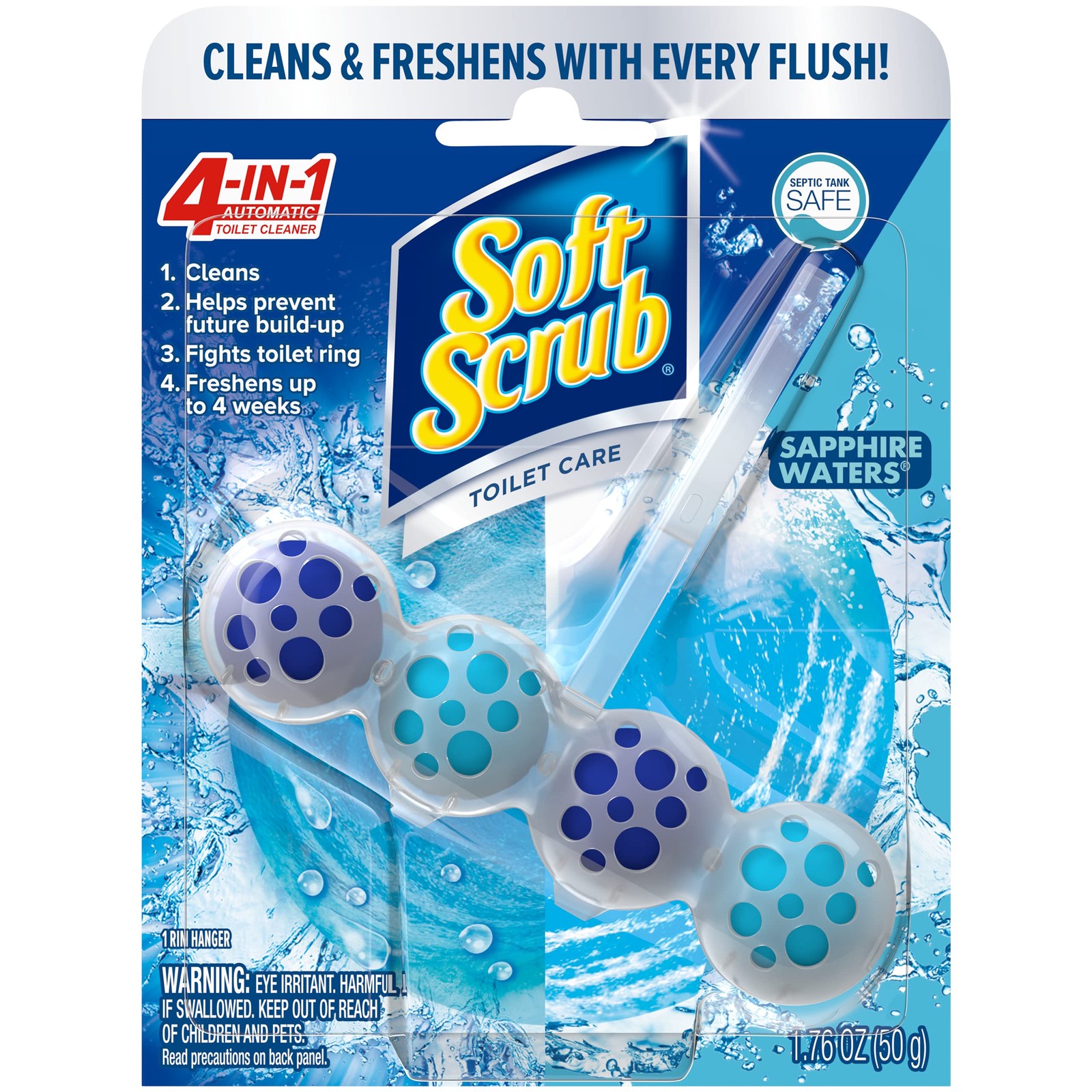 Soft Scrub 4-in-1 Toilet Care, Sapphire Waters, 1.76 Fl Oz (Pack of 1), Blue