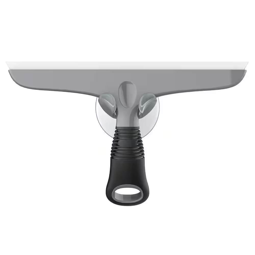 10 In. All-Purpose Silicone Squeegee with Handle Suction Hook for Windows Shower