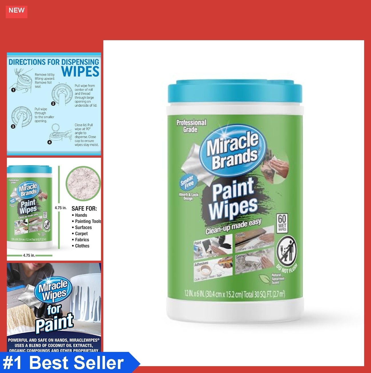 Paint Prep Wipes 60 Count Remove Wet Paint Caulking Adhesive Epoxy Clean Hands