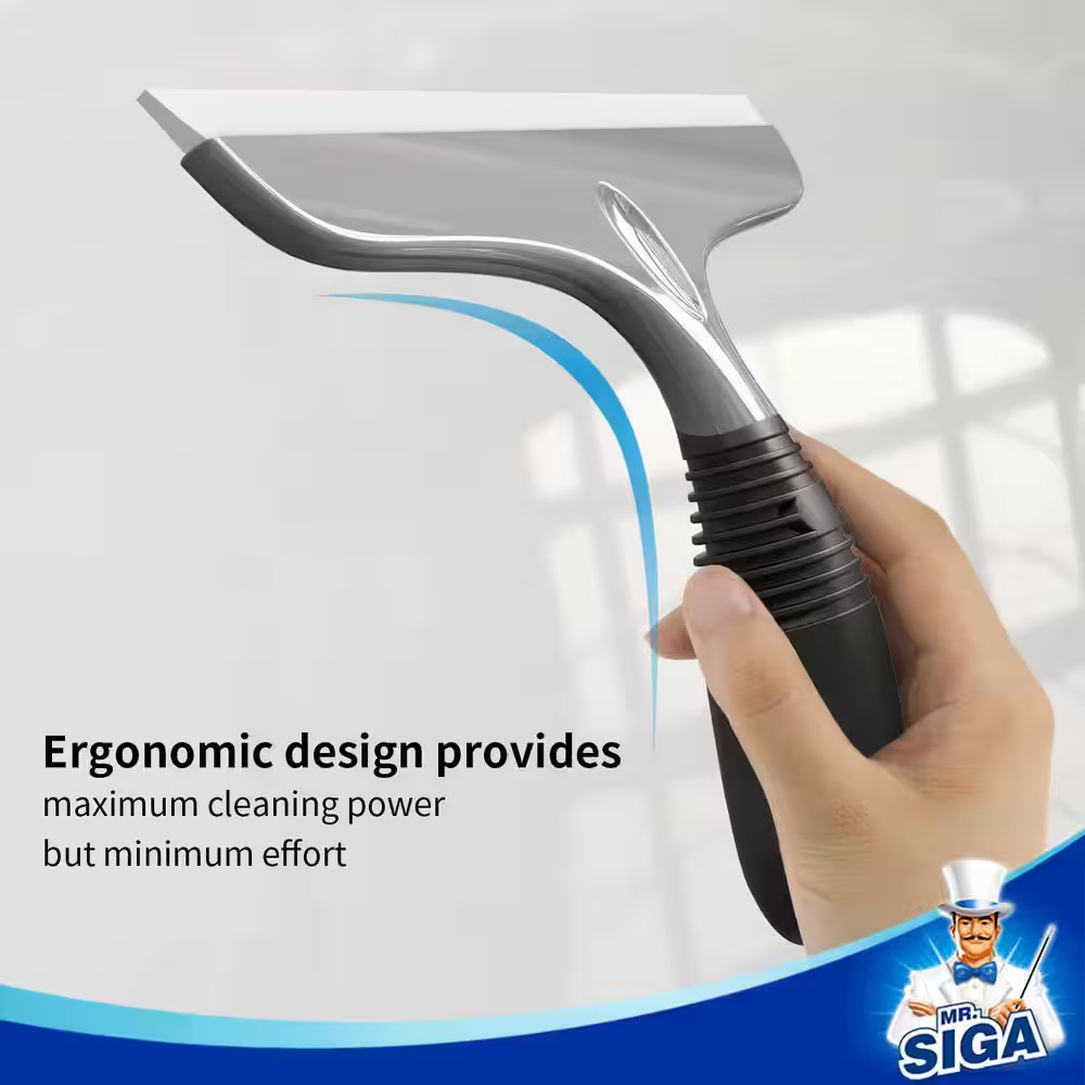 10 In. All-Purpose Silicone Squeegee with Handle Suction Hook for Windows Shower