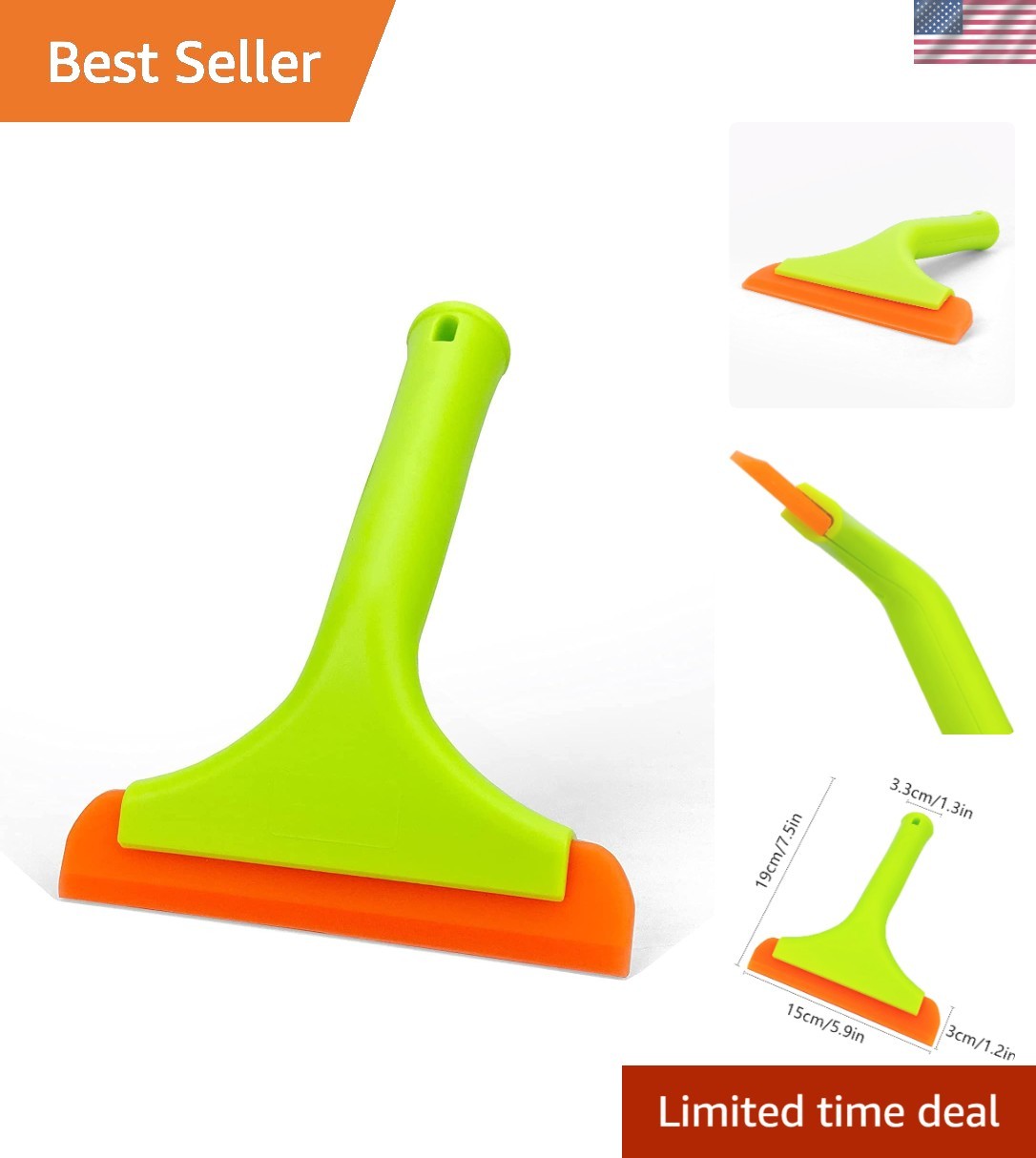 Multipurpose Silicone Squeegee with 7.5″ Handle – Ideal for Windows & Mirrors