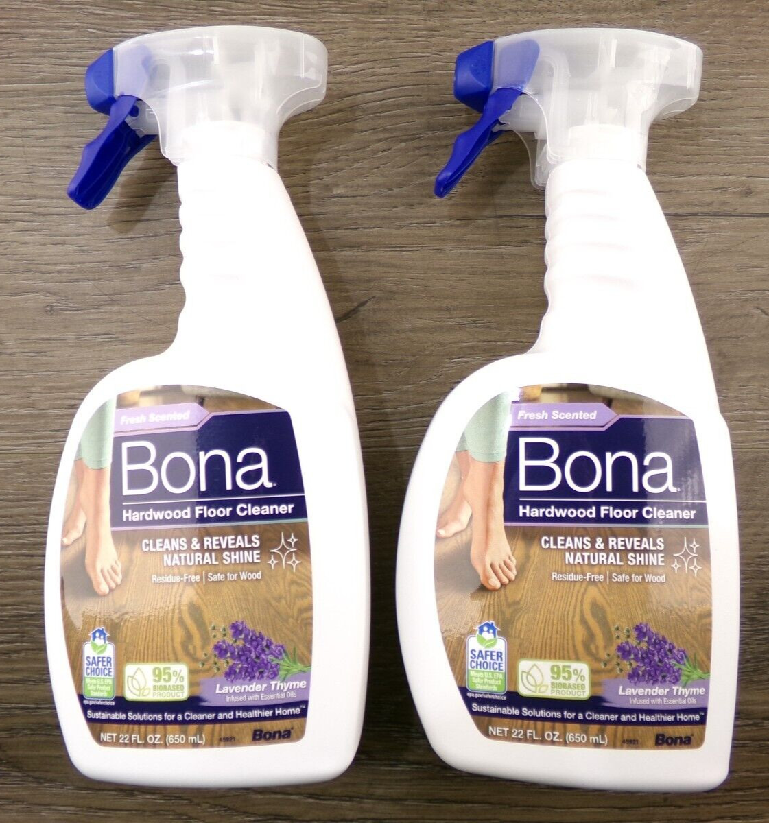 Lot of 2 Bona Hardwood Floor Cleaner, 22oz Each, Lavender Thyme, New S4