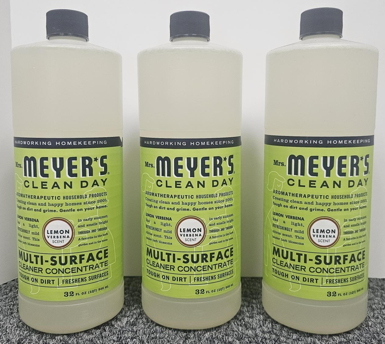 3 X MRS MEYER’S Clean Day Multi-Surface Cleaner LEMON VERBENA 32 Fl Oz/EACH