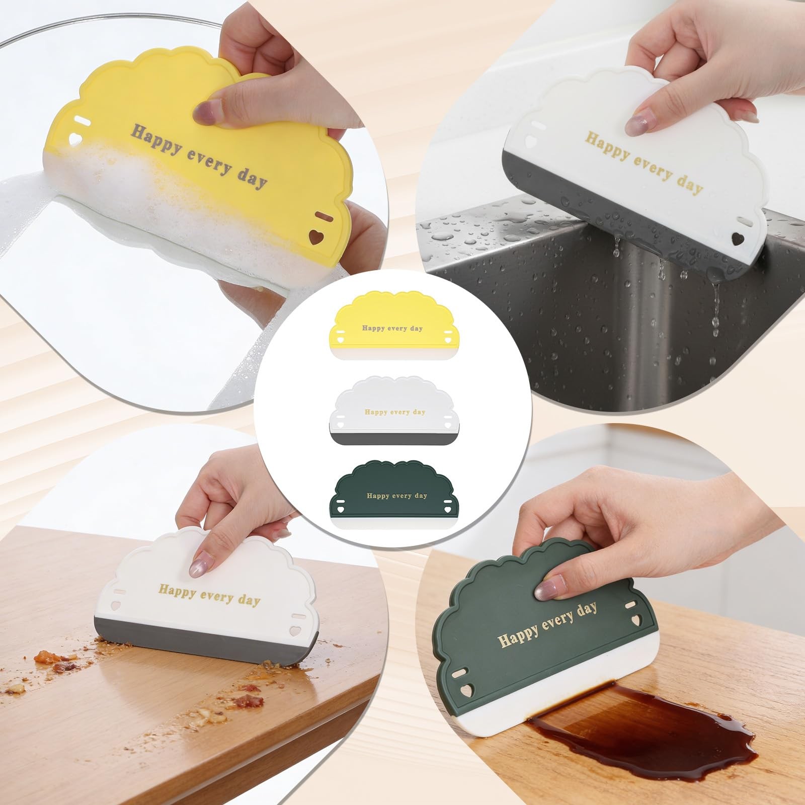 Small Rubber Squeegee 3 Pcs All-Purpose Mini Soft Rubber Window Squeegee Small