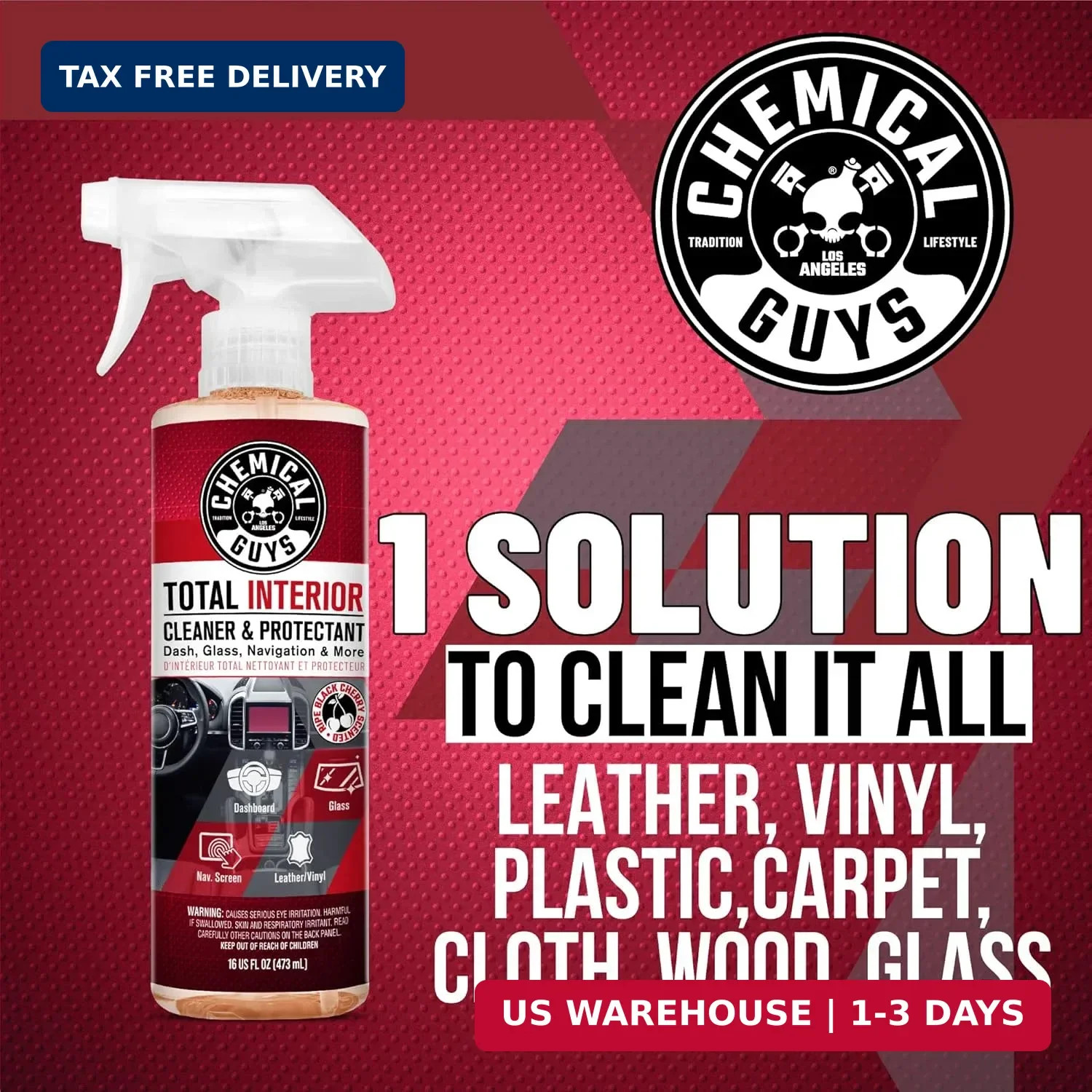 Chemical Guys Total Interior Cleaner & Protectant 2 Pack 16 oz Each Black Cherry