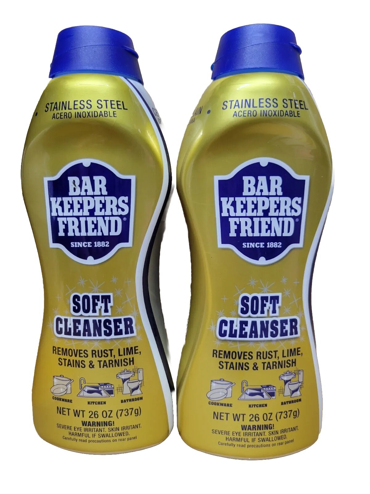 (2PKS-26 oz)BAR KEEPERS FRIEND SOFT CLEANSER KITCHEN RUST LIME STAINS REMOVER