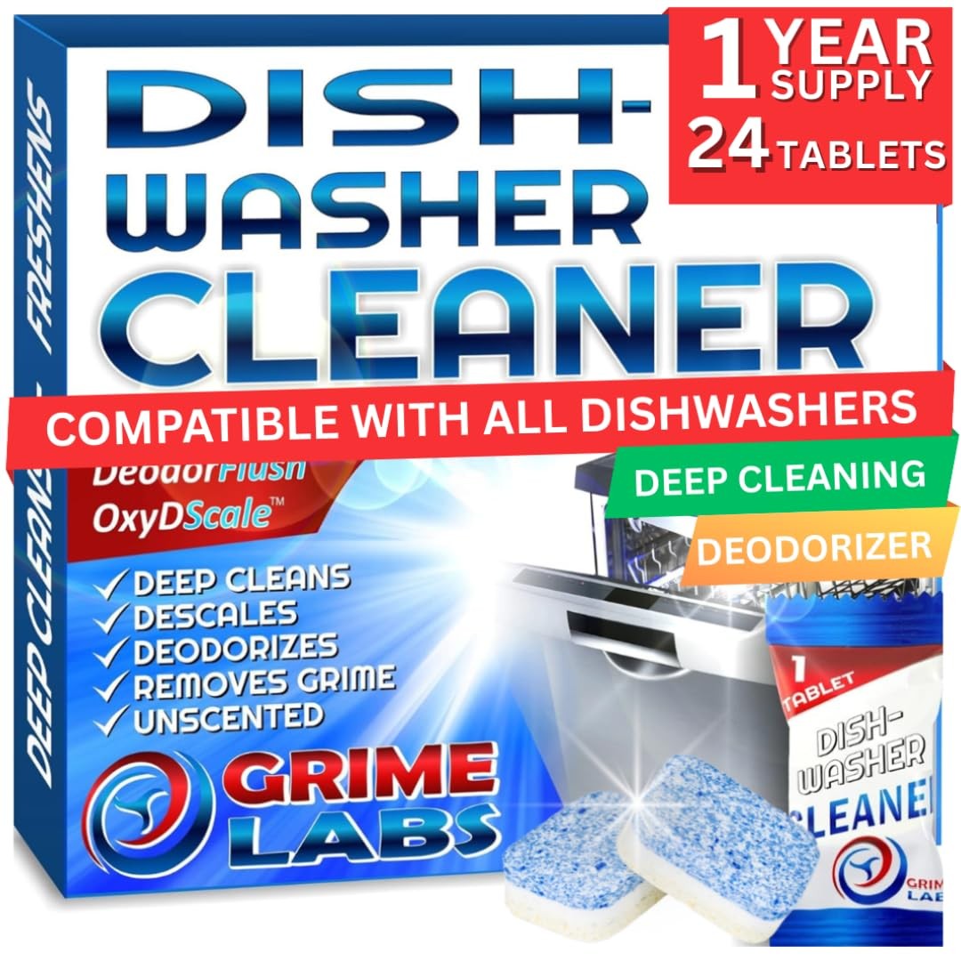 Dishwasher Cleaner Deodorizer Descaler Tablets 24 Pack Heavy Duty Deep Clean And