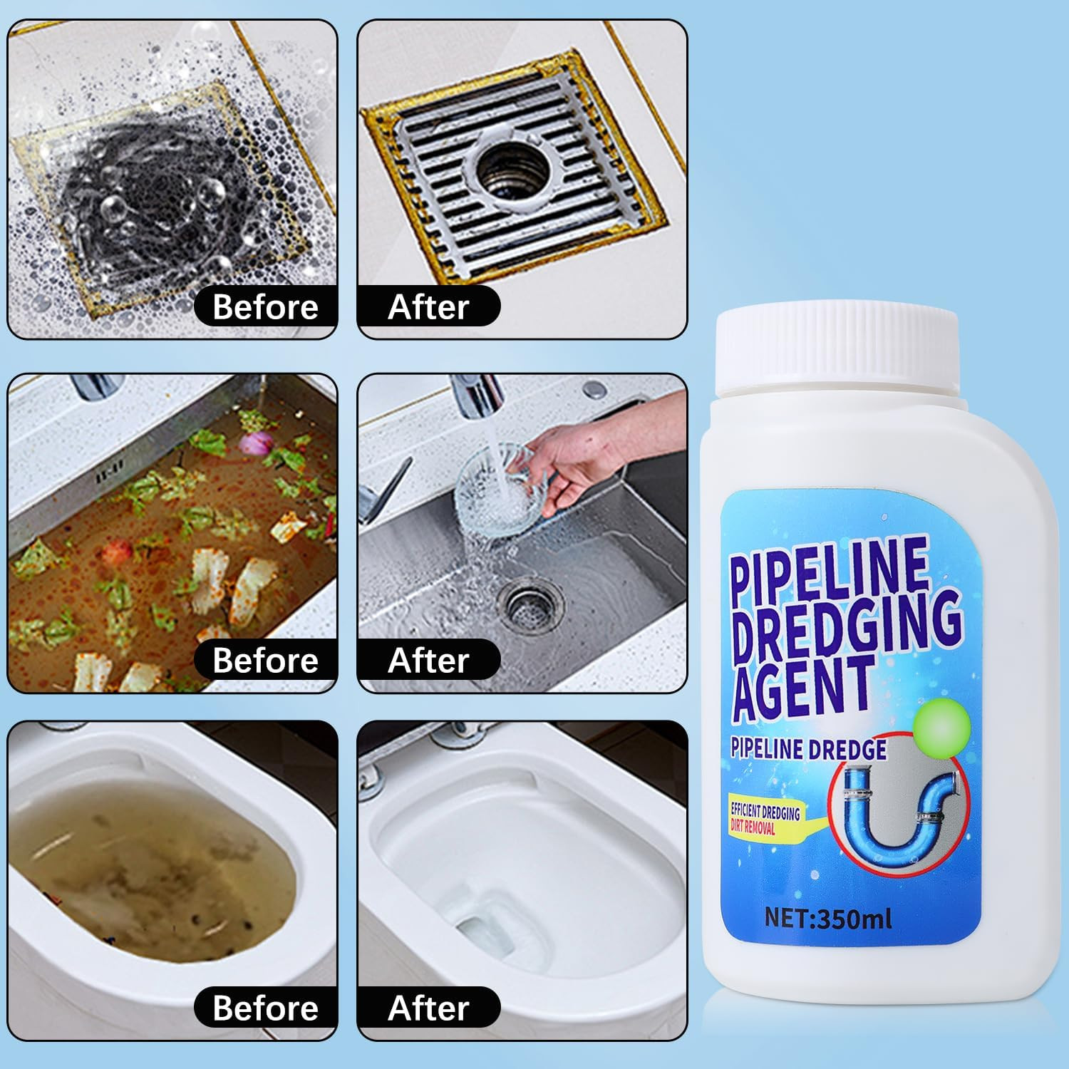 Pipeline Dredging Agent, 350Ml Drain Clog Remover Agent,Kitchen Unblocker, Power