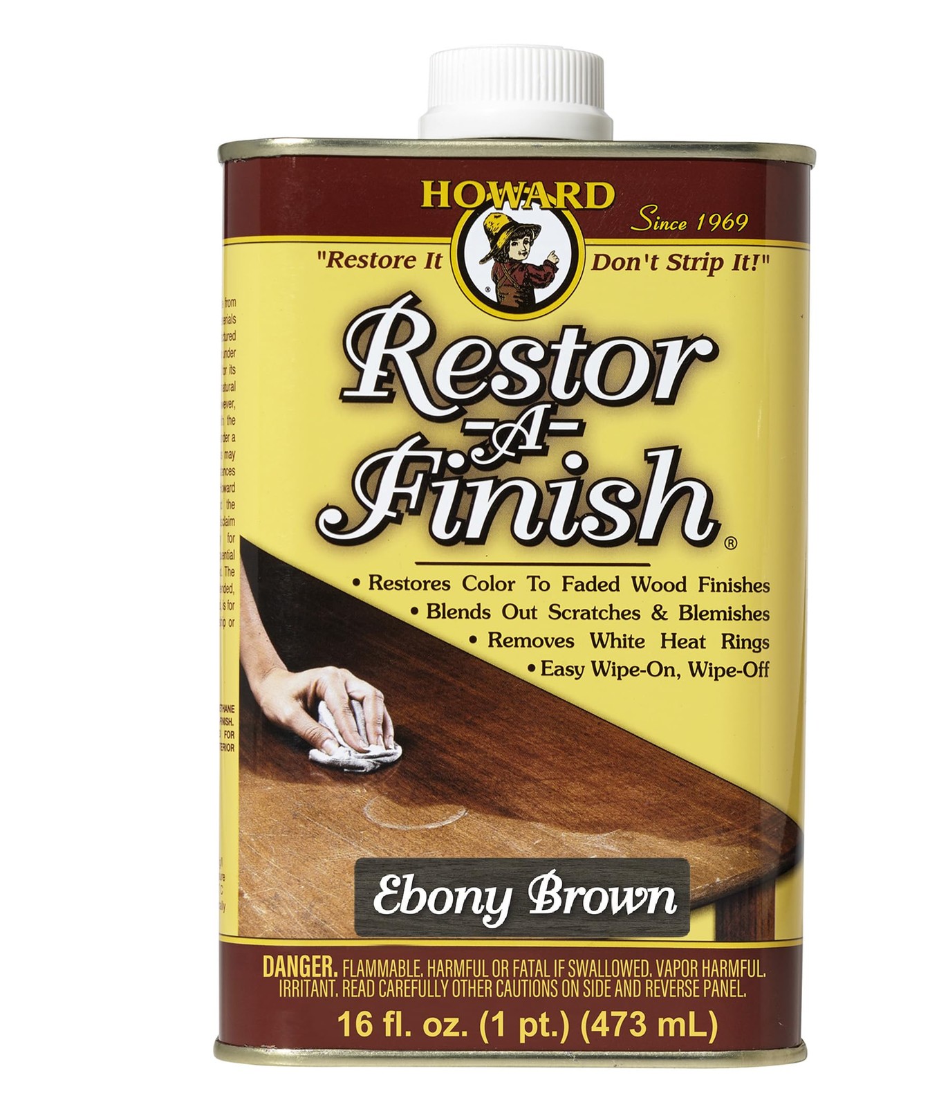 Howard Products RF8016 RF3016 Restor-A-Finish, 16 oz, Ebony Brown, 16 Fl Oz