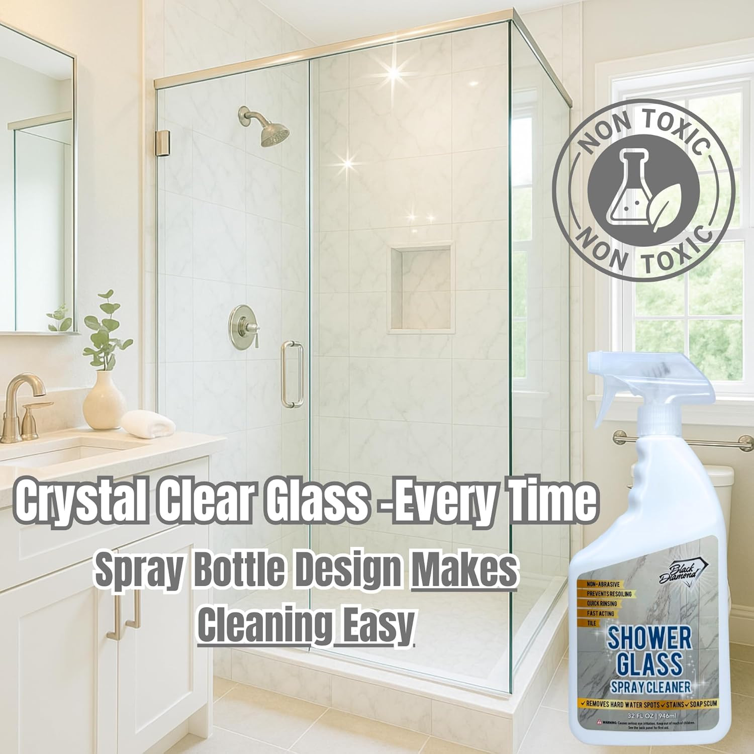 Shower Glass Cleaner – Professional Strength Shower Door & Tile Spray – Removes