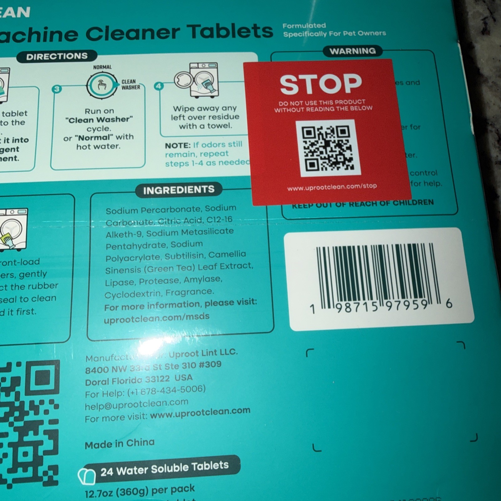 Uproot Clean Washing Machine Cleaner Ultra 24 Tablets New In Box Get Rid of Odor