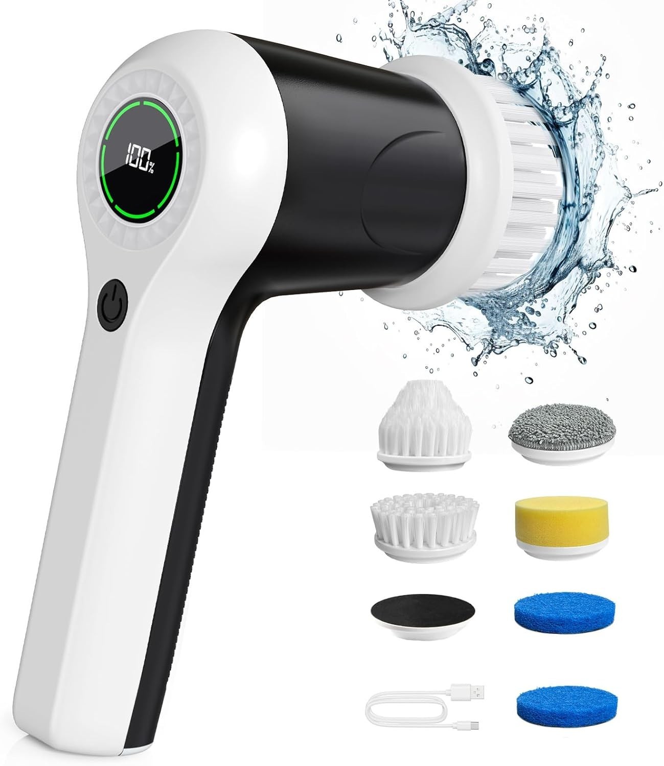 Electric Spin Scrubber, Cordless Shower Scrubber with Battery Level Display, …