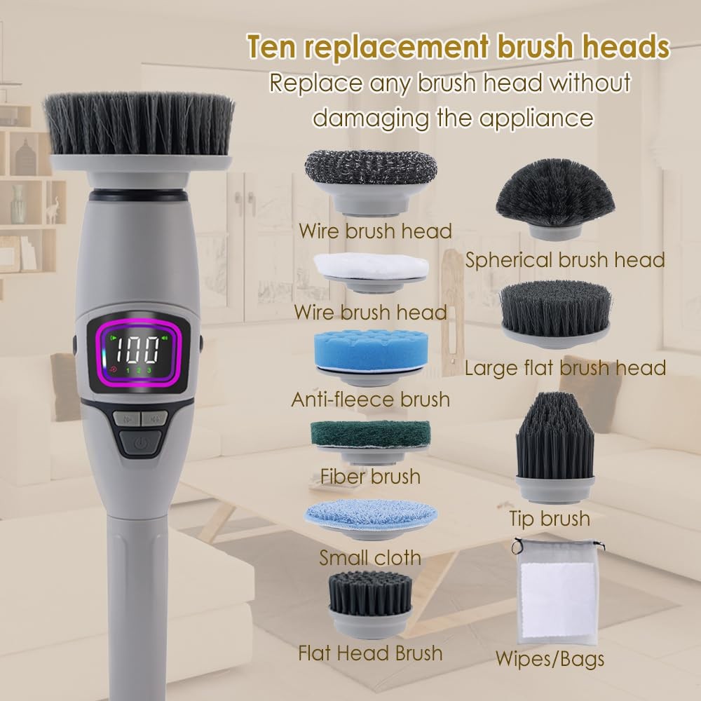 10 in 1 Electric Spin Scrubber, Bathroom Electric Cleaning Brush 10 Replaceme…