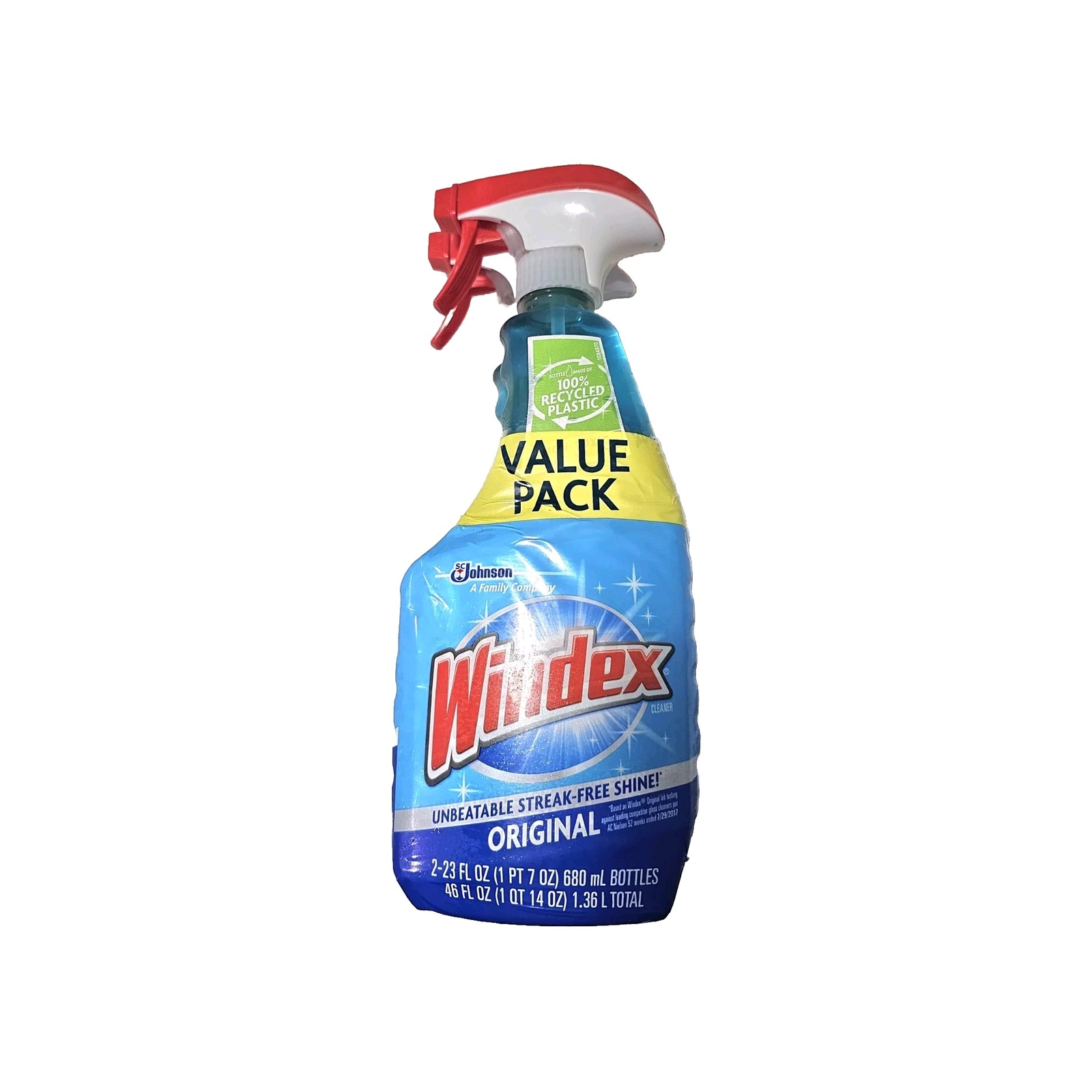 Windex Glass and Window Cleaner Spray Bottle, Original Blue, 23 fl oz Pack of 2
