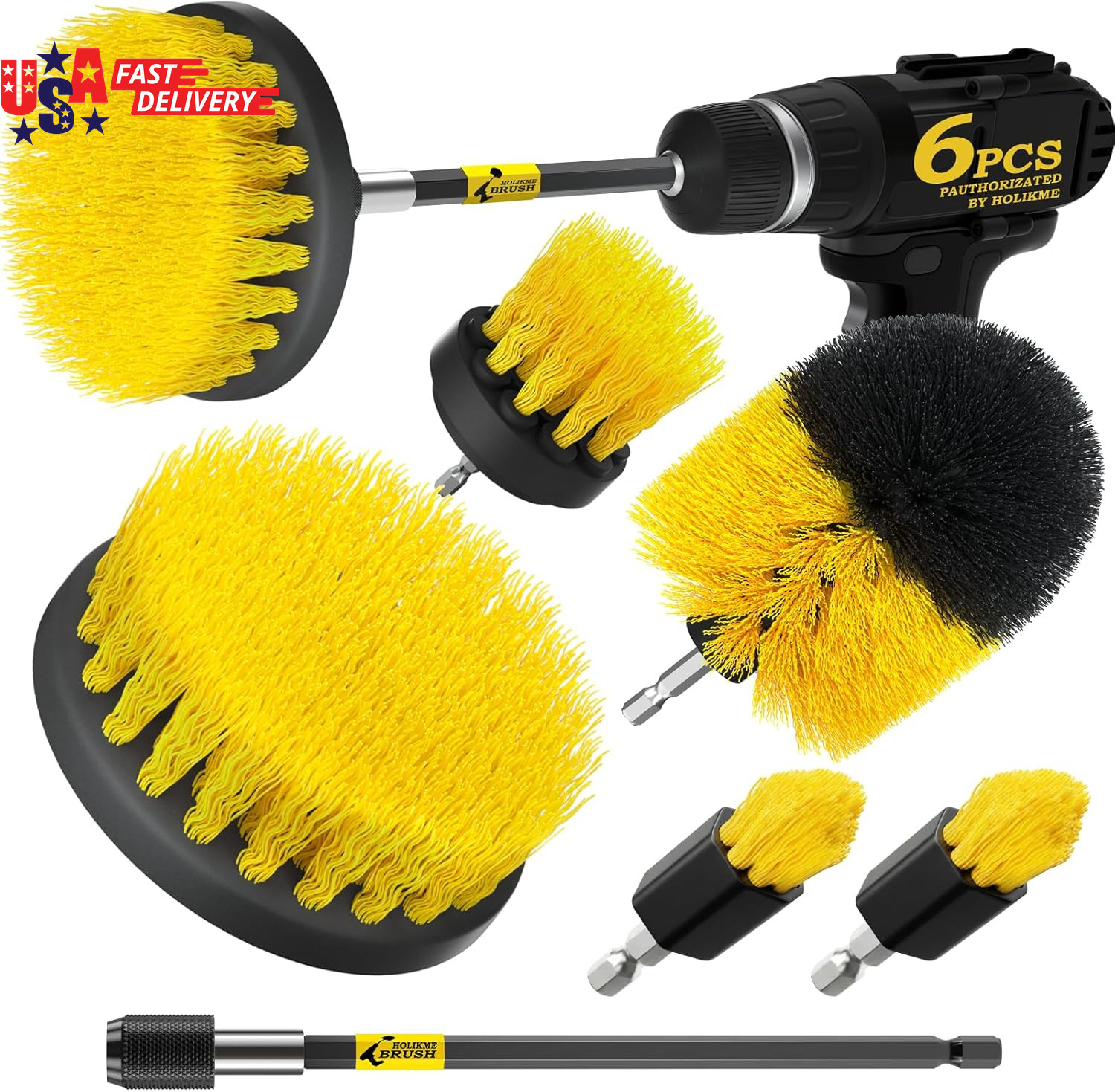 6Pack Drill Brush Power Scrubber Cleaning Brush Extended Long Attachment Set All