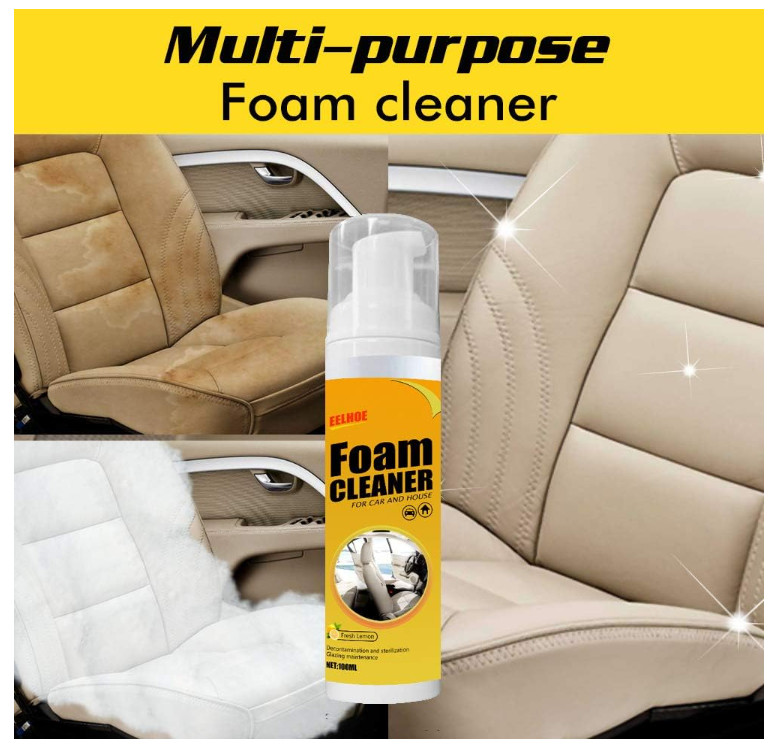 2Pcs Multipurpose Foam Cleaner Spray 100ml, Foam Cleaner for car and House Lemon