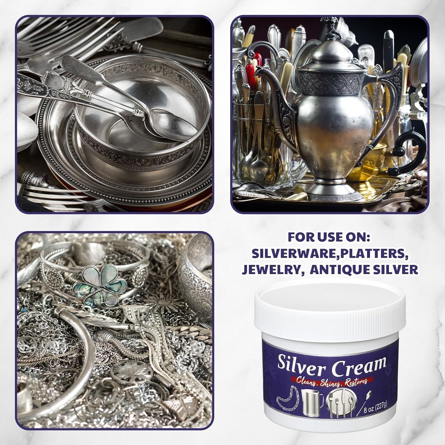 (4 Pack) 2pc Silver and 2pc Copper Cream Cleaner and Polish Cream – 8oz. each