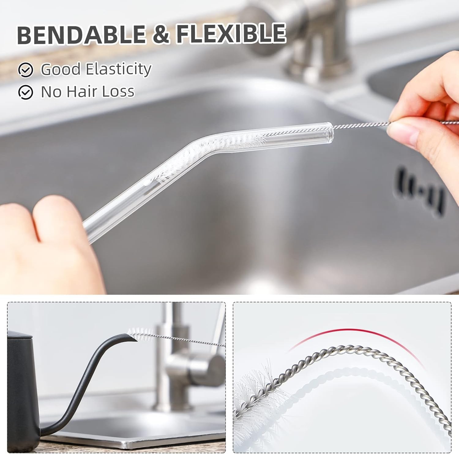 8-Piece Straw Cleaner Brush Set – Food Grade, Dishwasher Safe, Multi-Purpose
