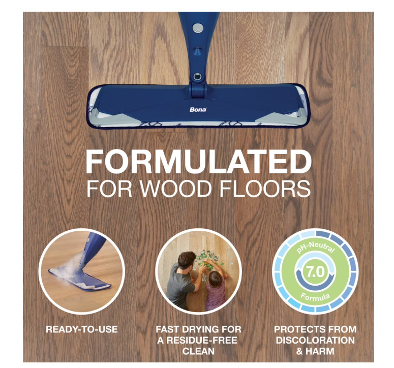 Bona Hardwood Floor Cleaning Solution Refill, Unscented, 128 fl oz…..