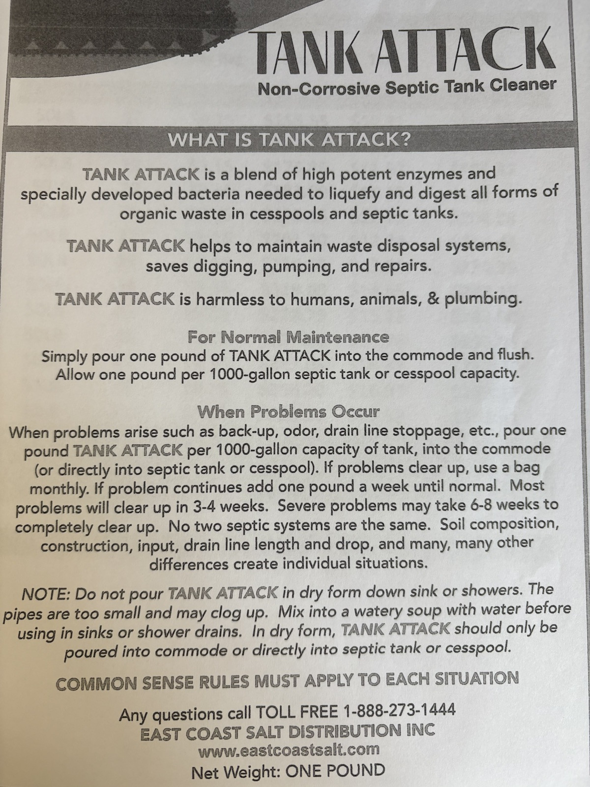 Tank Attack Septic Cleaner. One Year Supply (12 Bags)