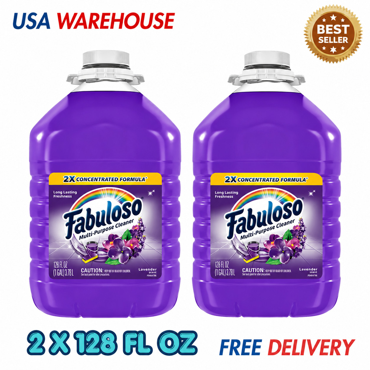 Fabuloso Lavender 2X Concentrated Multi-Purpose Cleaner, 128 oz (2-Pack)