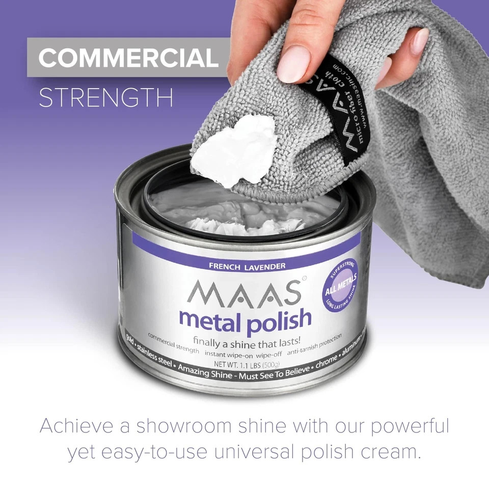 Maas Metal Polish 1.1lb Can, Universal Metal Cleaner for All Metals Clean Polish
