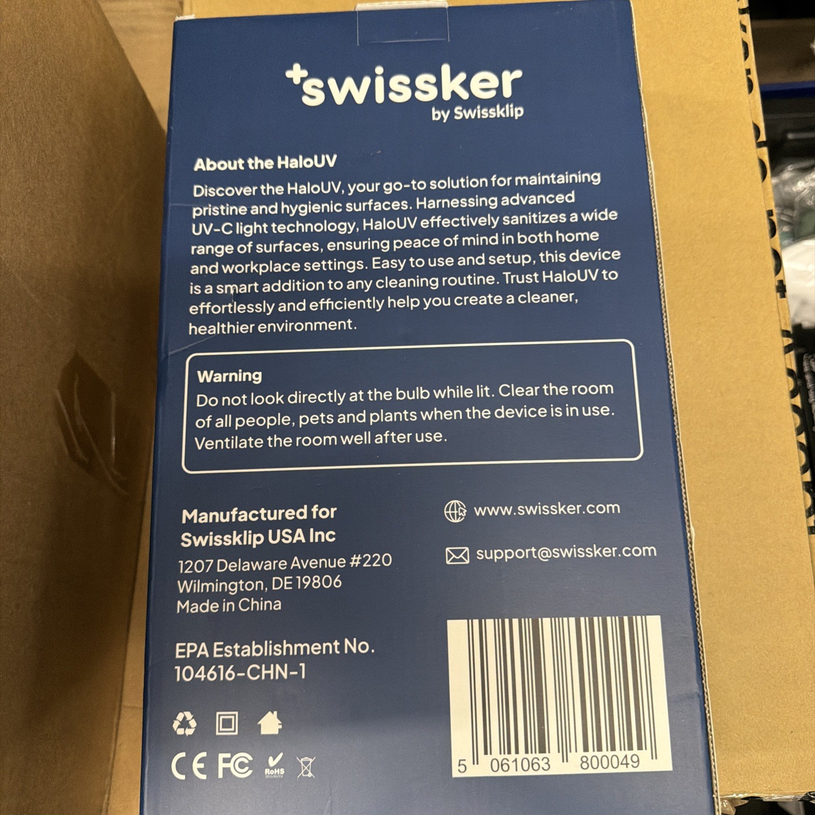 Swissker Halo-UV by Swissklip, HaloClean UV Original, Home Disinfection Device