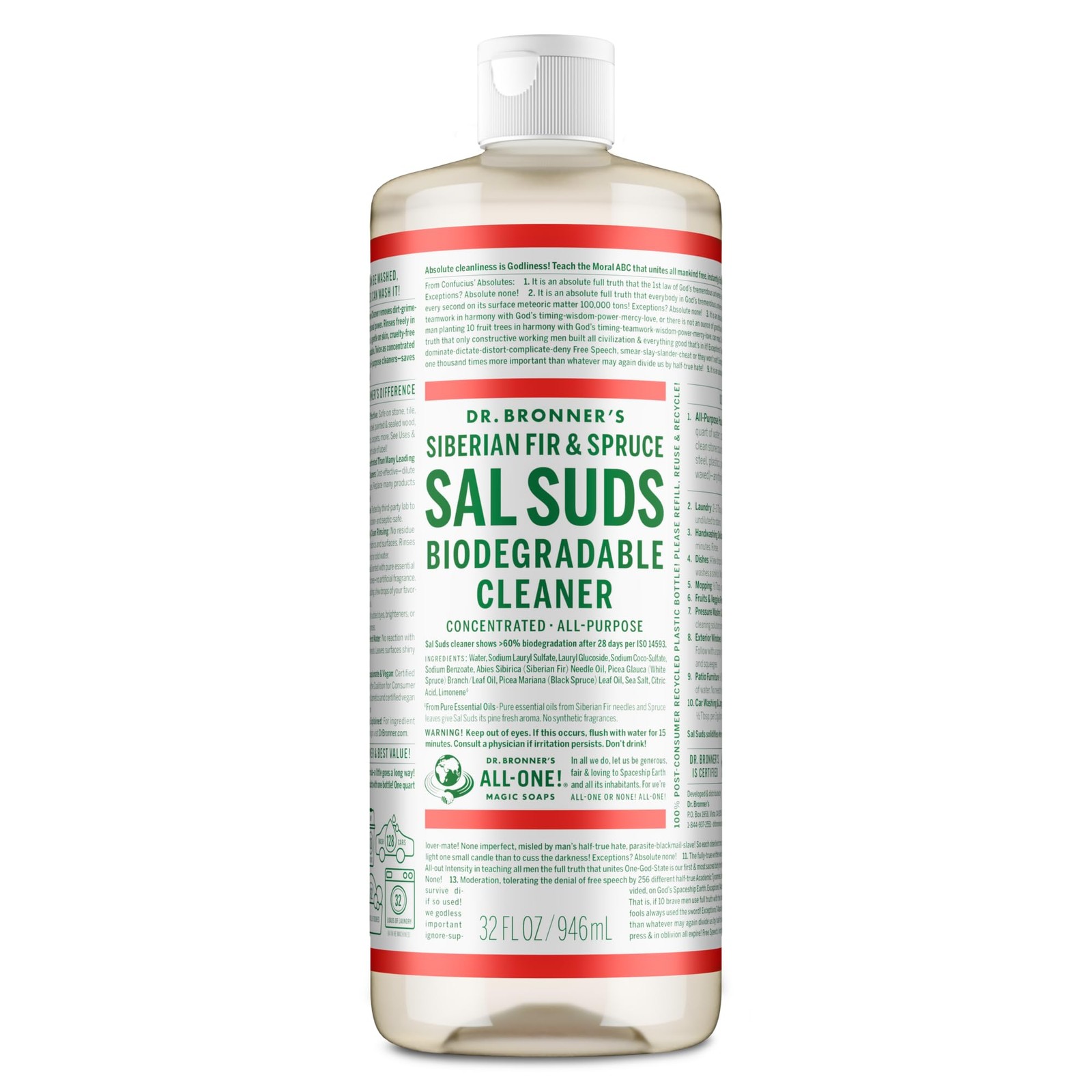 Dr. Bronner’s Sal Suds Biodegradable Cleaner (32 oz) – 32 Fl Oz (Pack of 1)