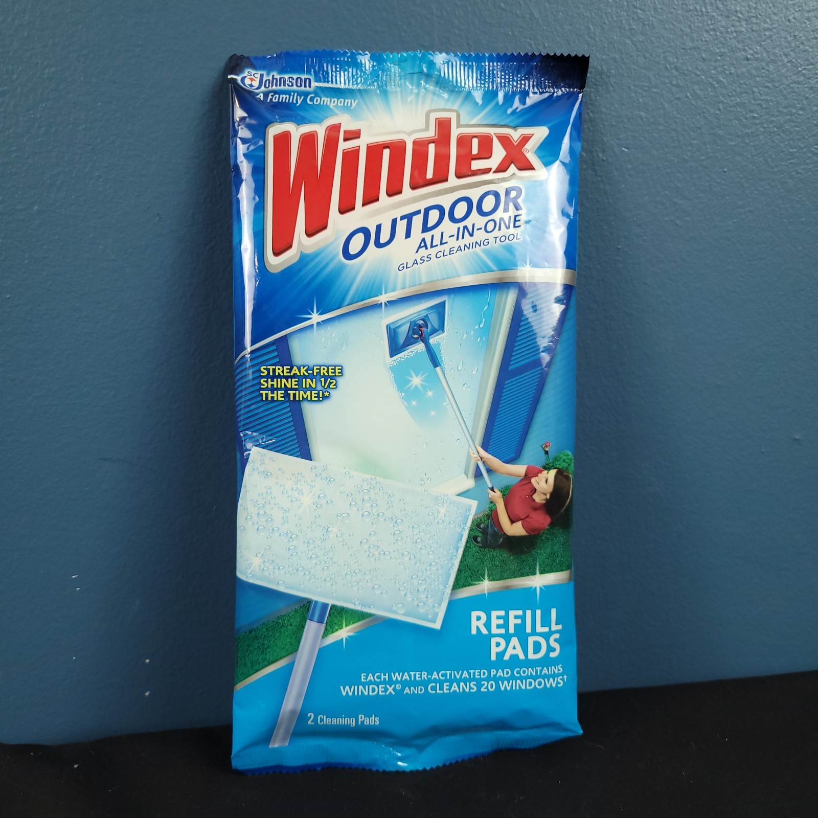 Windex Outdoor All-in-One Glass Cleaning Tool Refill Pads 1 Pack 2 Pads NEW