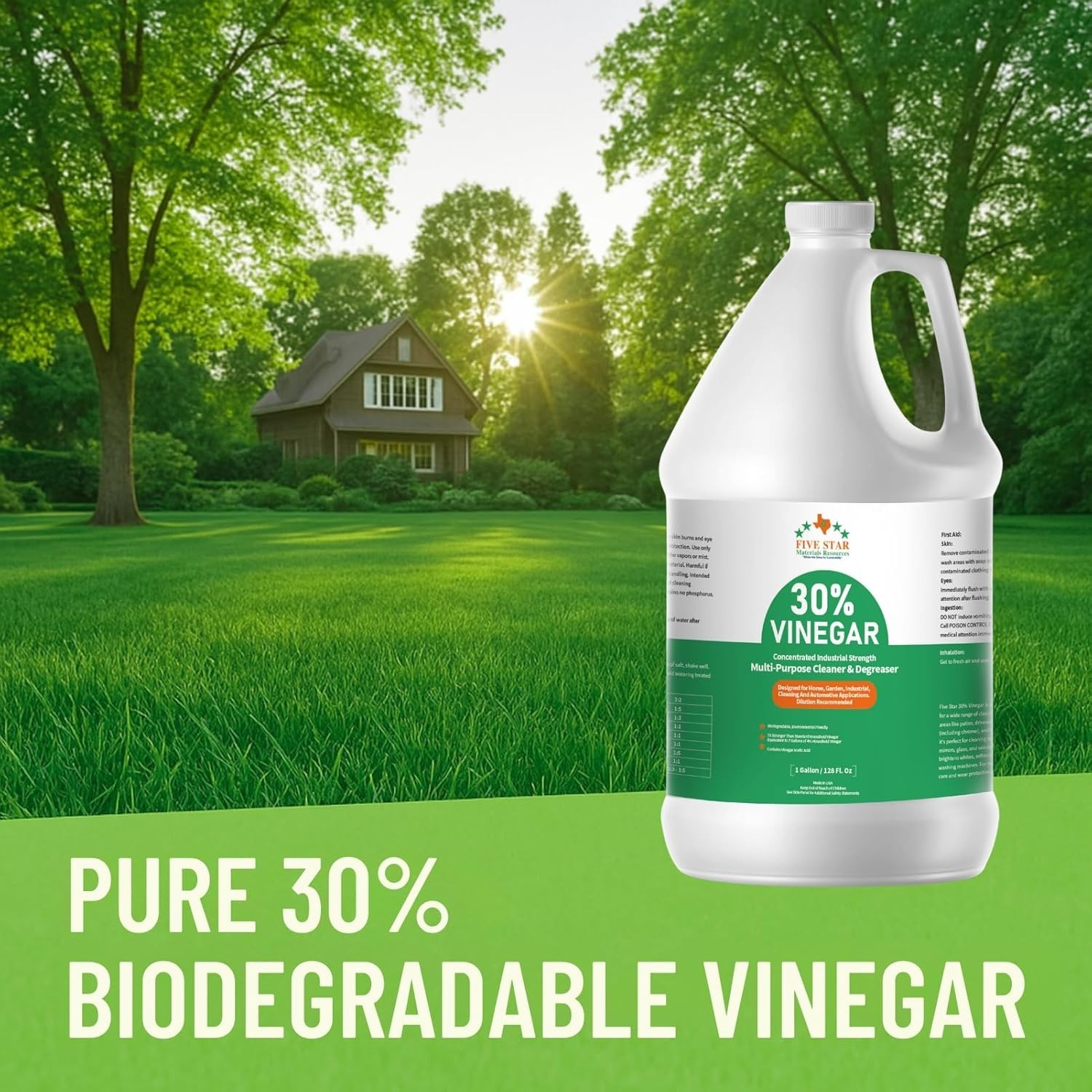 30% Concentrated Vinegar 4 Gallon 7X Max Power Pure White Cleaning Vinegar