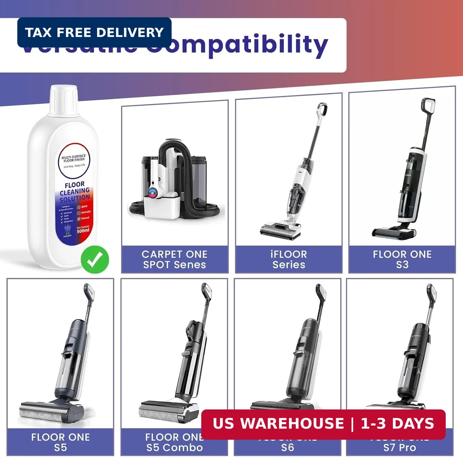 Floor Cleaning Solution Compatible with Tineco/Roborock, Deep Cleans of Multiple