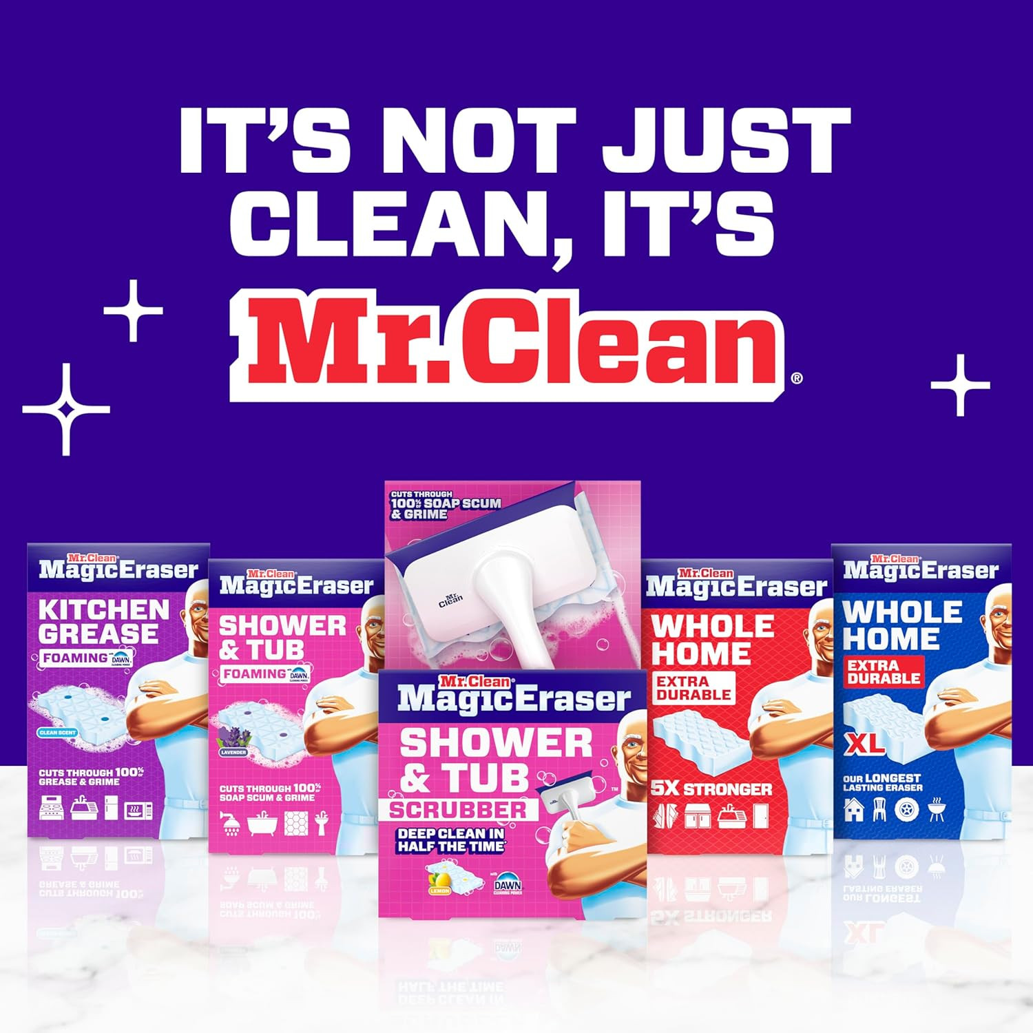 Mr. Clean Magic Eraser Shower & Tub Scrubber, Bathroom Cleaner, All in One Bathr